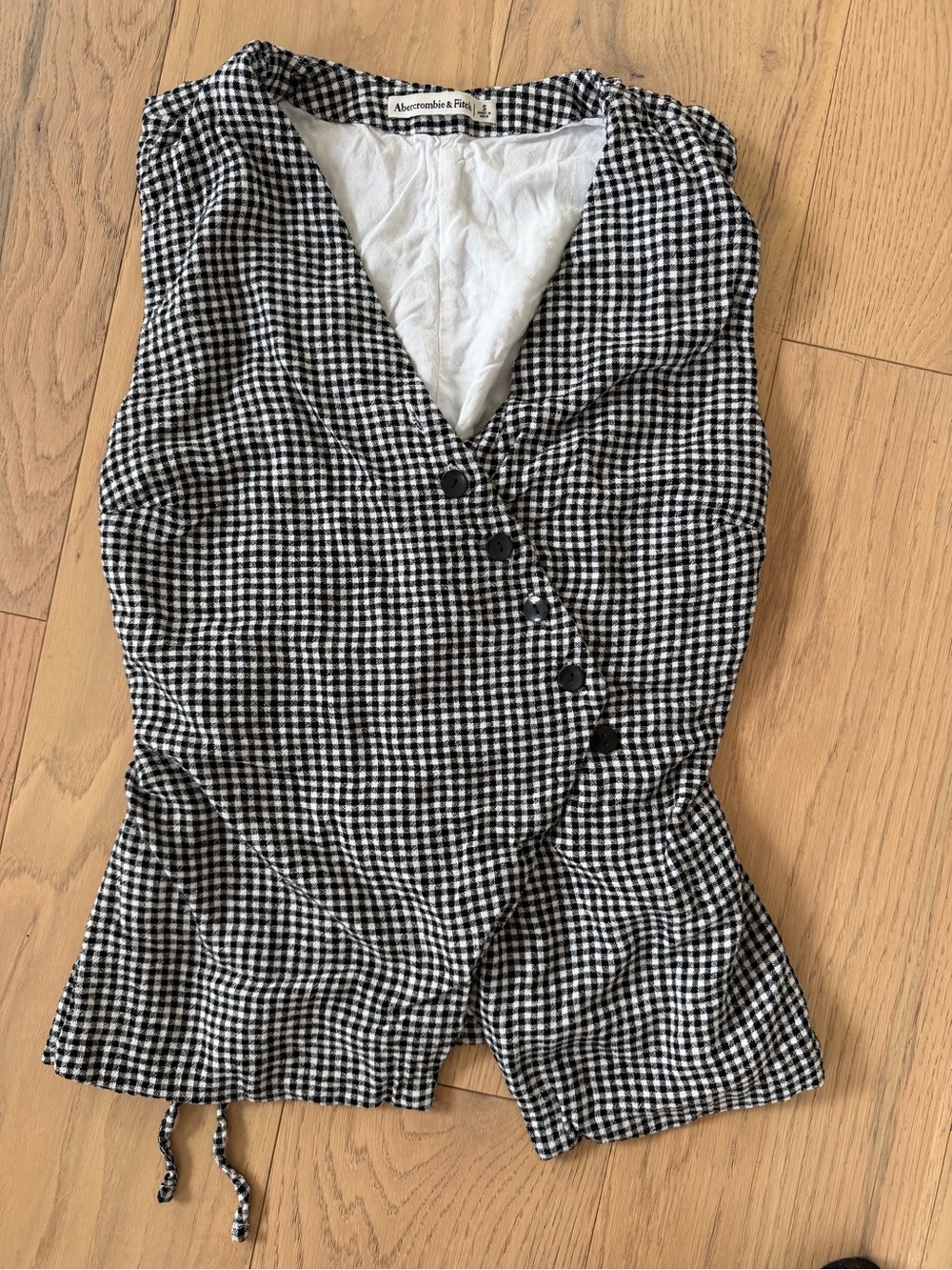 Abercrombie & Fitch Women's Small Black & White Gingham Vest